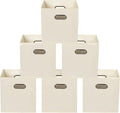 Yunkeeeper storage bins Cubes, Fabric Cube Organizer with Handle, Foldable Cube Bins for Cloth or Accessary Storage, 11x11x11, Set of 6, (Creamy White)