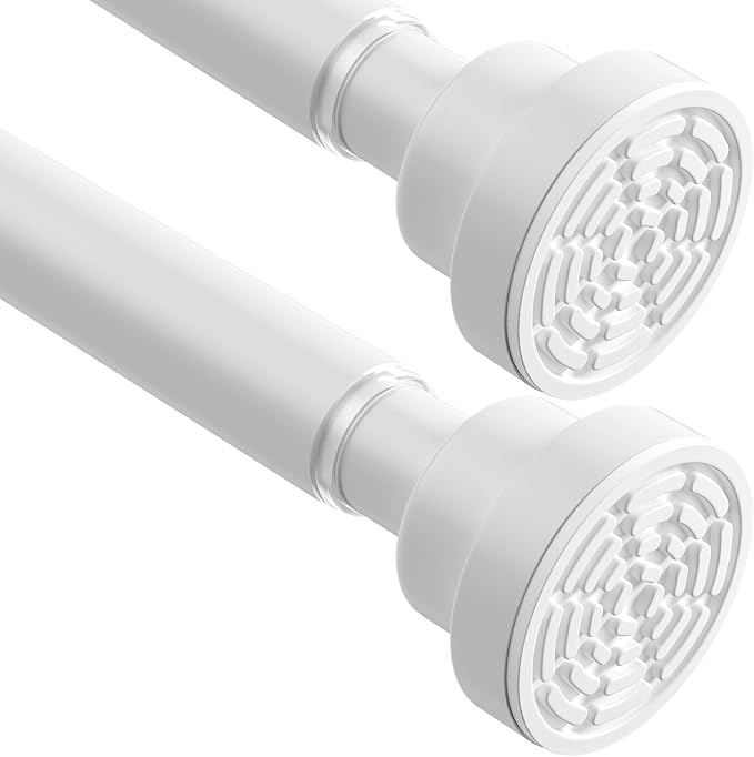 Tension Curtain Rod 30 To 49 Inch White Tension Rods Adjustable Spring Loaded Curtain Rods 7/8" Curtains Rods No Drilling Tension Rods For Windows Bedroom Closet Doorway Door 2pcs