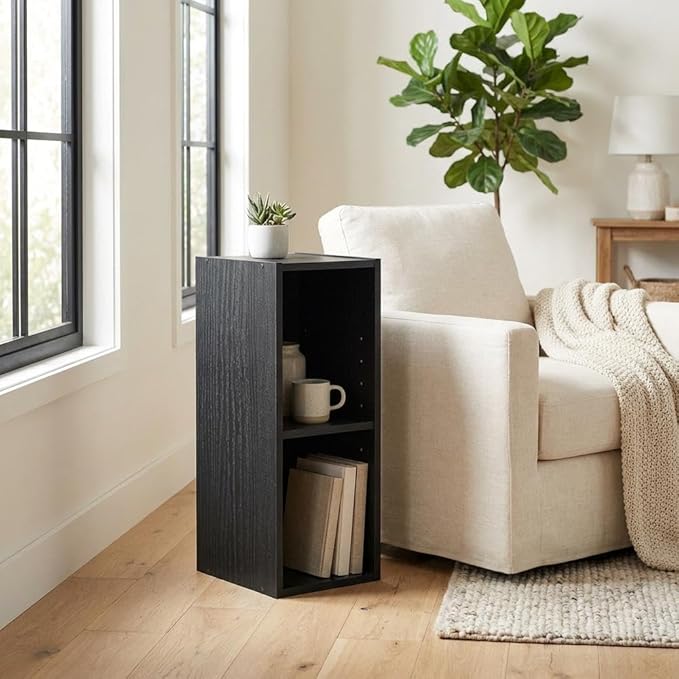 Furnifact Blackwood Bookcase with Elegant Wooden Design, Space-Saving Compact Storage, Durable Wood Material for Modern Home Office and Living Room