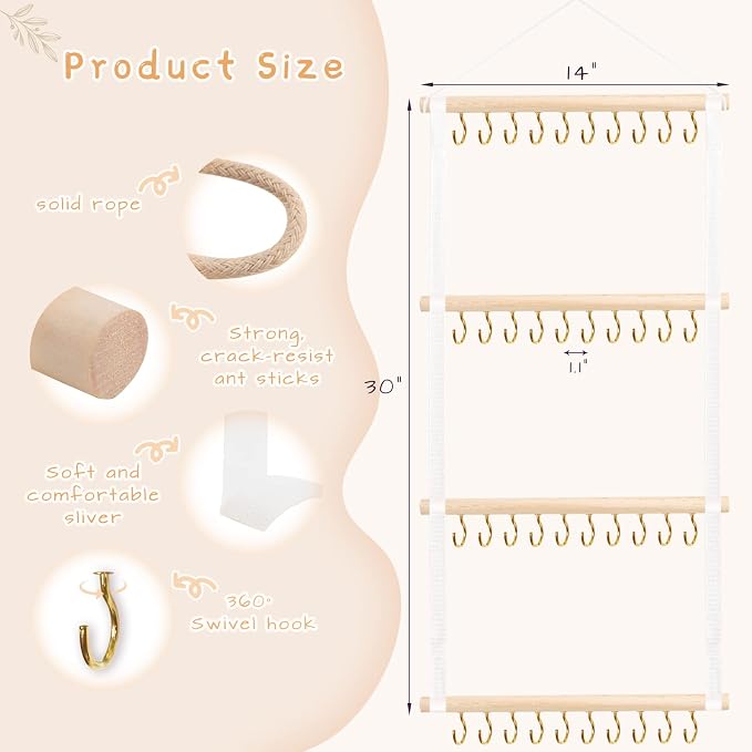 POVETIRE Headband Holder for Girls Baby Headband Organizer Head Bands Hair Accessories Display Organizer Wall Hanging Decor for Nursery Toddler Girl Room