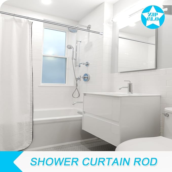Shower Curtain Rod silver Tension Rod 45 to 77 Inch Spring Curtain Rod Shower rod Non Slip shower curtain rod 1pcs For Windows No Drilling Adjustable Tension Rods of Curtain Window Closet Kitchen
