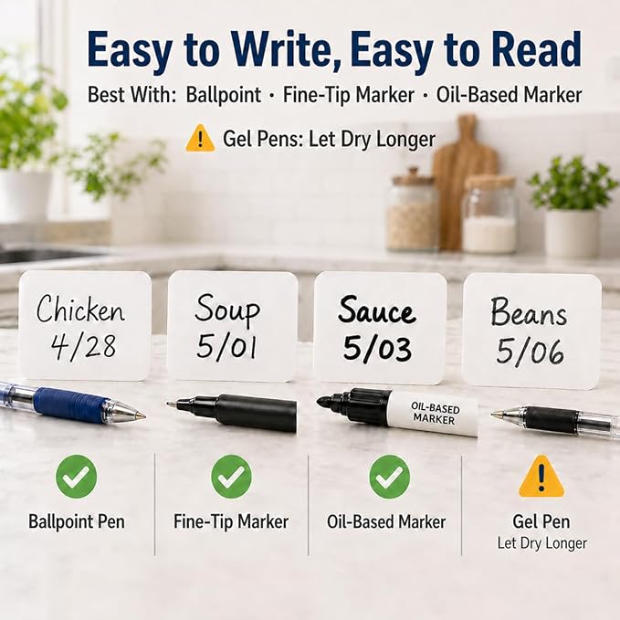 1200 Freezer Labels to Write On, 1x2 Inch Removable Food Labels, Freezer-Safe to -30°F with Perforation, Water & Oil-Resistant Date Labels for Food Containers, Meal Prep, Mason Jars & Pantry