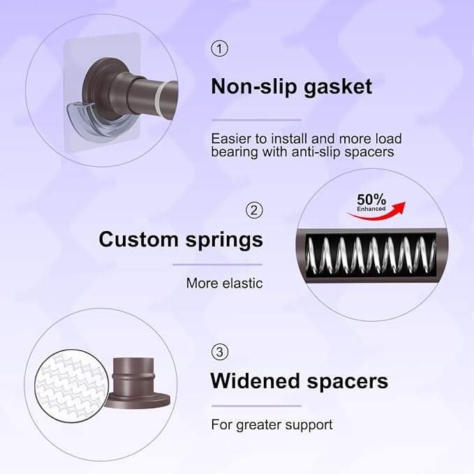 Spring Tension Rod 18-32 Inch, Small Shower Curtain Rod Bronze | Adjustable Heavy Duty Curtain Rod for Closet and Shower Use, Short Tension Rod Design for Small Spaces