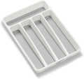 madesmart Small Silverware Tray, Compact 5 Compartment Flatware Organizer for Forks, Knives & Spoons, Non Slip, Soft Grip Lining, Fits Small Drawers, White