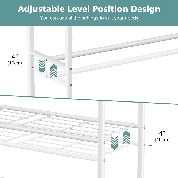 Luxspire Clothes Rack 3-Tier Portable Freestanding Closet with Shelves | Iron mesh storage rack with double hanging rods, multi shelves, suitable for bedroom and cloakroom storage, white