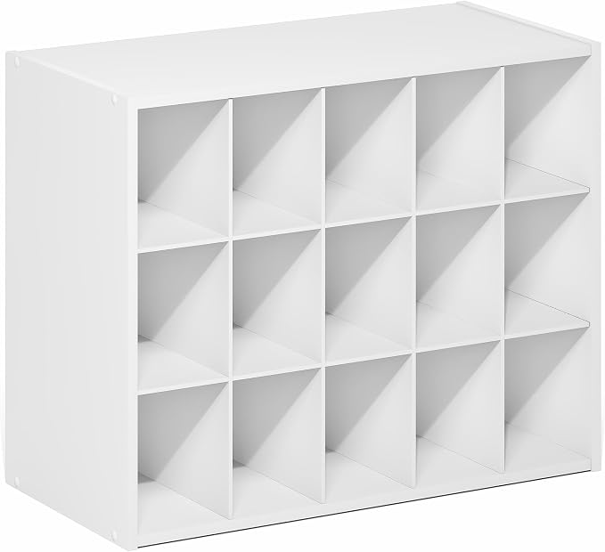 15-Cube Shoe Organizer, Stackable Shoe Rack, Shoe Storage, 11.4 x 24.2 x 19.3, for Office, Closet Entryway, Garage, White