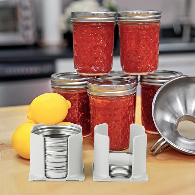 Aieve Mason Jar Lid Organizer, 4 Pack Canning Lid Storage Rack for Storing Wide & Regular Mouth Lids and Rings