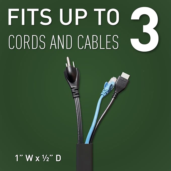 Legrand Wiremold C210SBK Cordmate II 128 Inch 20 Piece Cord Cover Kit, Organizer for Wall, Holds Up to 3 Cords or Cables, Sustainable Packaging, Black (1 Pack) | Cord Hider, On Wall, Self Adhesive, Hide up to 3 Cords, Cut to Size, Customizable, Cable C...