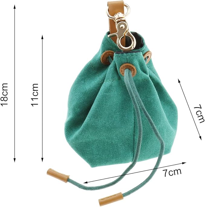 Create idea Dog Treat Pouch Cleanable Dog Treat Training Bag with Clip and Drawstring Pet Snack Bag Food Storage for Dog Training Outdoor Activities Walking Green