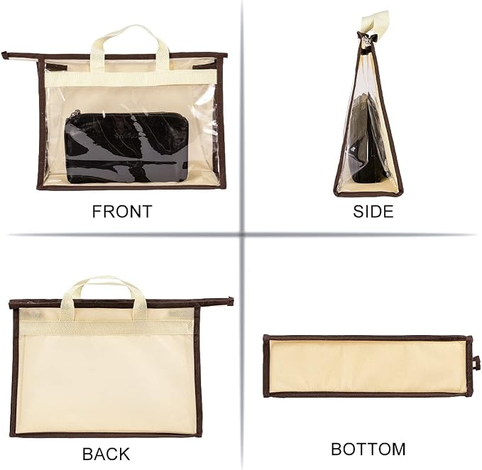10 Set Handbag Storage Organizer Dust Bags for Purses Handbags Closet, Clear Purse Protector Storage Bag Dust Cover for Bags, Closet Organizer for Handbags with Hooks