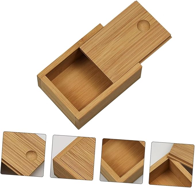 Bamboo Pull-out Lid Storage Box Chic Jewelry Case Retro Decorative Organizer for Home and Office Practical Desktop Decor