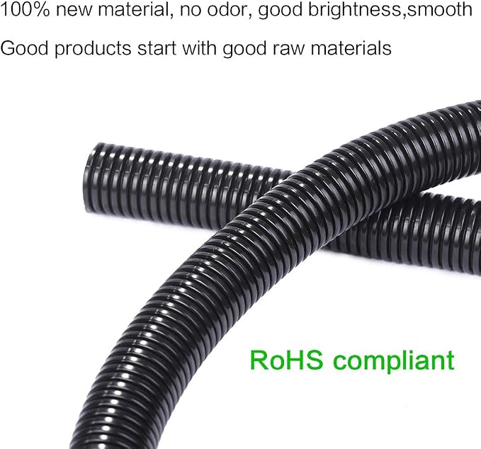 Alex Tech 50ft - 3/4 inch Split Wire Loom Tubing - Black