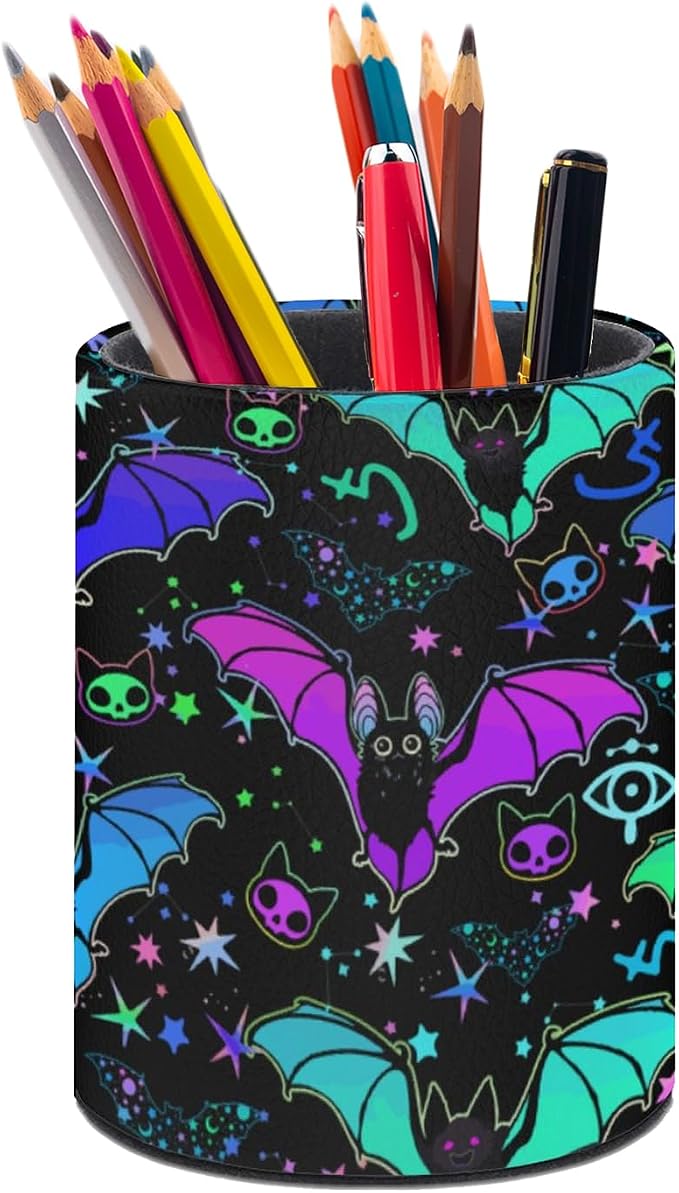 Magic Bat Pen Holder Pencil Cup for Desk Organizer | Cute Makeup Brush Holder PU Multifunctional Office Suppliesfor Decor Home Classroom School