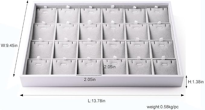 Oirlv Leather Pendant Display Tray White | Stacking Design, Suitable for Home Users or Store Owners Who Need to Display Goods. Suitable for Use Inside Drawers.