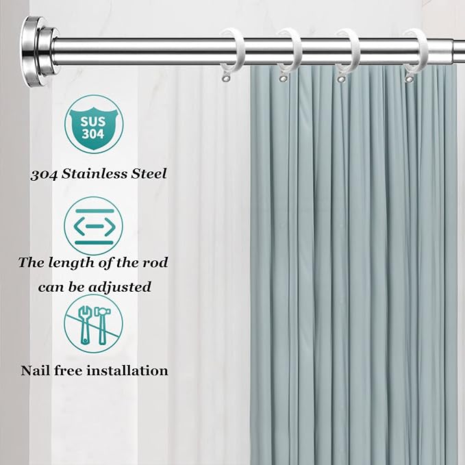 Stainless Steel Spring Tension Curtain Rod 11.8" to 19.7" Adjustable, Small Short Expandable Spring Loaded Curtain Tension Rod For Wardrobes Window Closet Bathroom Cupboard Cabinet(No Drill,No Screws)