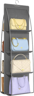 1 Packs 8 Pockets Grey Handbag Hanging Purse Organizer for Closet, Purse Storage, Purse Hanger and Handbag Organizer for Space Saving