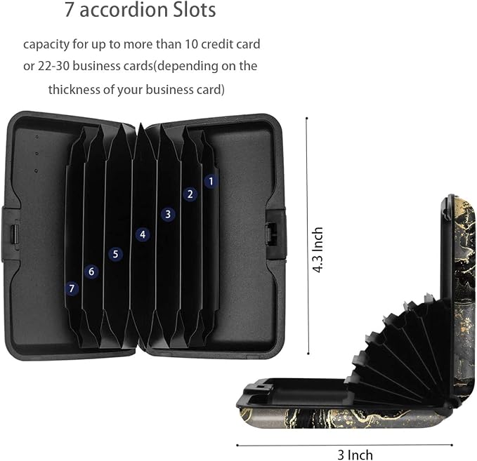 Coco Rossi Credit Card Holder RFID Aluminum Small Mini Wallet Women | Metal Wallet, Business Cards Holder, ID Case, Slim Sleeves, Womens Girls Gift, Carry Proof Wallets for Travel, Black Marble
