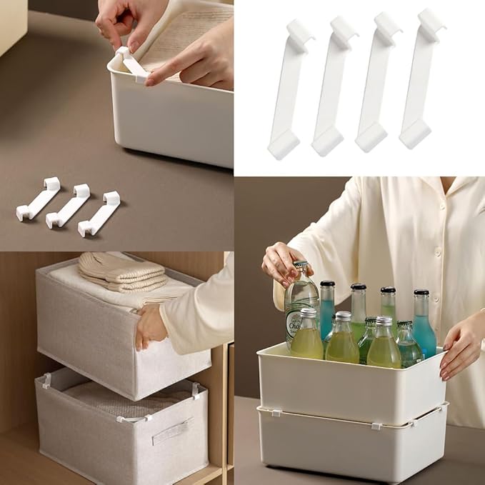 20 Pack Storage Bins Stackable Clip Stacking Buckle Stand Space Saving Support for Stackable Plastic Storage Bins Pantry Organizer Cabinet Storage Container Baskets Maximum Home Organization