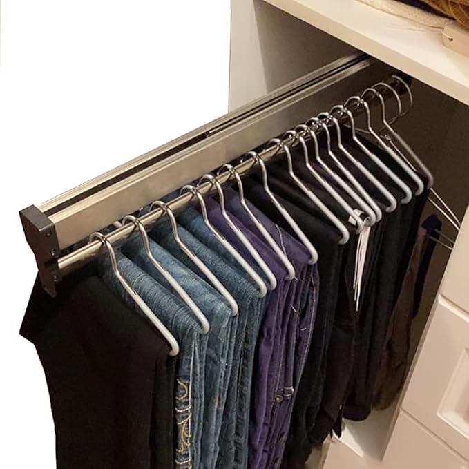 Closet Clothes Hanger Rail,Pull-Out Closet Rod 30-60cm,Wardrobe Clothing Rail,Closet Organizer Rack for Pants and Coat (500MM/19.7INCH)