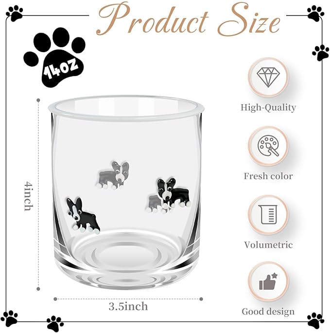 14 Ounce Icon Juice Glasses, Aesthetic Cocktail & Old Fashioned Drinking Glasses, Iconic Clear Glass Cups for Women, Sister, Friend & Party Gifts (Black)