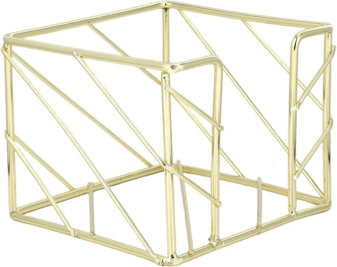 Sticky Note Holder, Multifunctional Sticky Notes Holder 3.9x3.9 Inches Desktop Organizer, Gold Desk Accessories, Metal Gold Office Supplies for Home Office Decor