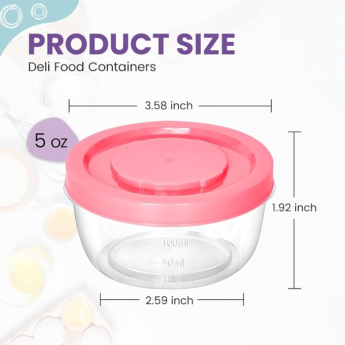 TOFLEN 5 oz Small Plastic Freezer Containers, 12 Pcs, Multicolor | Reusable Food Storage Containers with Twist Lids, BPA-free, Leakproof & Airtight, Freezer Safe, Dishwasher Safe