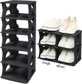 6-Tier Thickened Shoe Rack, Stackable Storage Organizer for Bedroom Entry, Adjustable Rack, Shoe Slots Shelf, Easy Tower Rack, Black