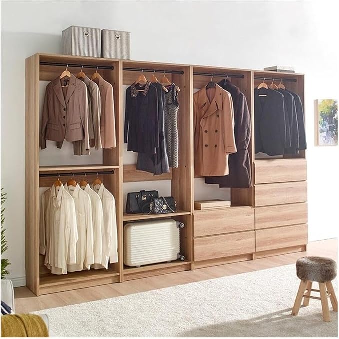 Maykoosh Closet System Organizer - Customizable Walk-in Wardrobe Storage Oak/Model ABCD 4 Closet