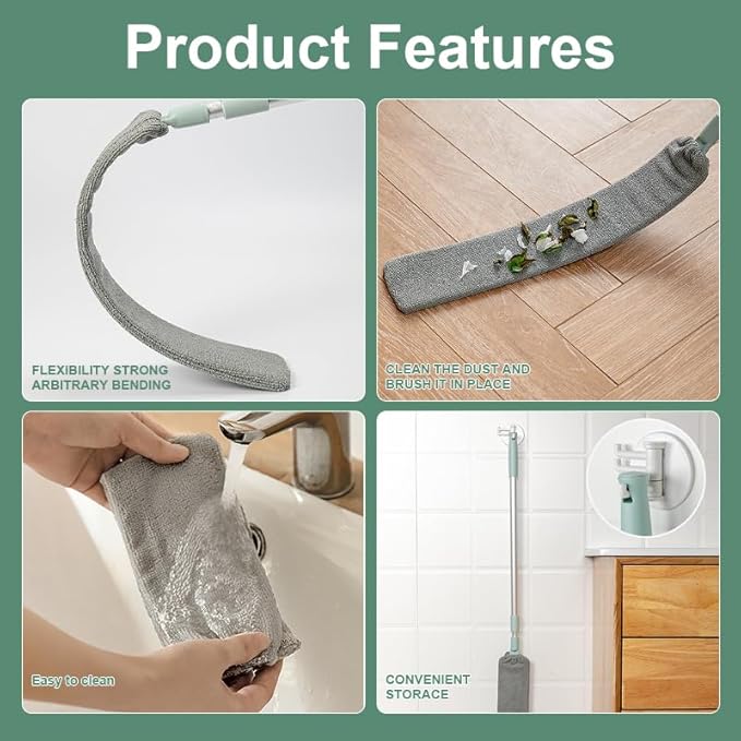 Saker Retractable Gap Dust Cleaning Artifact, Telescoping Bendable Microfiber Duster for High Ceilings, Under Furniture & Hard-to-Reach Areas, Washable Extendable Dusting Tool (3 Sets)
