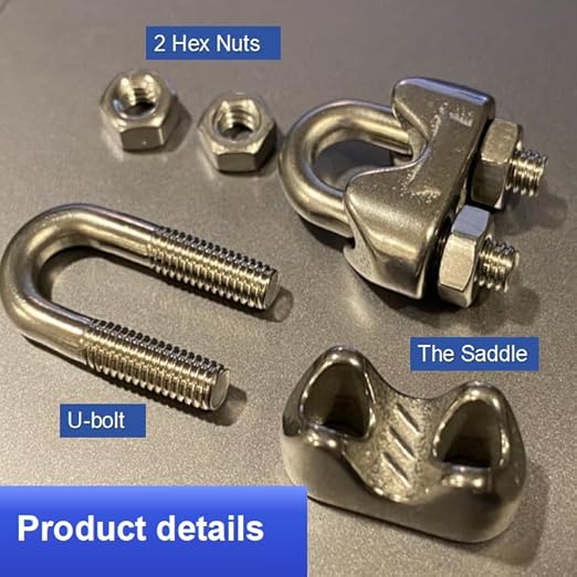 10 Pcs 3/16 inch Stainless Steel Cable Clamps,Wire Rope Clamp | Commercial Use, Industrial Use, Residential Projects