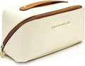 Travel Makeup Bag Women: 3-Compartment Waterproof PU Leather Cosmetic Organizer for Business Trip - Large Capacity Toiletry Pouch with 3 Pockets - On-the-Go Women 25-45