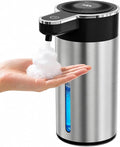 Touchless Automatic Foaming Soap Dispenser for Kitchen, Rechargeable, 13.5oz Large Capacity, Fast Sensor, 4 Adjustable Liquid Levels, Waterproof, Clog-Free Pump(Stainless Steel Foam)