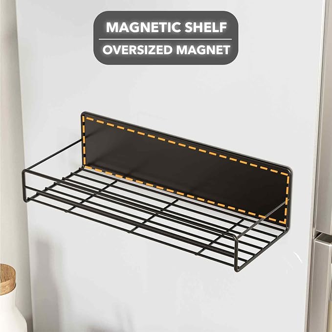 SpaceAid 2 Pack Magnetic Spice Rack with 24 Spice Jars, 400 Labels and Funnel, Space Saving Refrigerator Fridge Oven Shelf Organizer