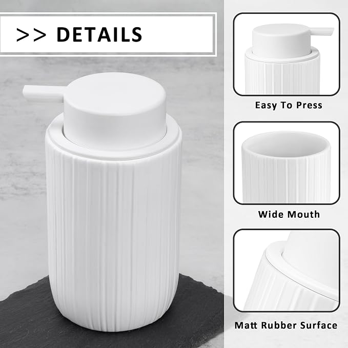 Soap Liquid Dispenser Ceramic with Easy-to-Press Pump Hand Liquid Dispenser for Shampoo Bathroom Countertop 13.5 oz