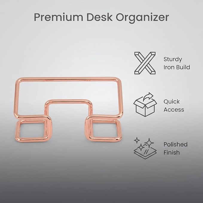 Desktop Business Card Holder, Sturdy Metal Name Card Display Stand for Office Reception, Work Desk, Exhibition Rose Gold