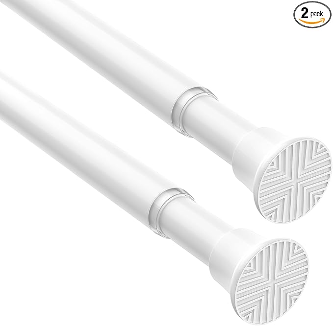 AIZESI Tension Rods 18-36 inch，2Pcs Adjustable Black Tension Rod No Drilling Small Tension Rod Spring Curtain Rod