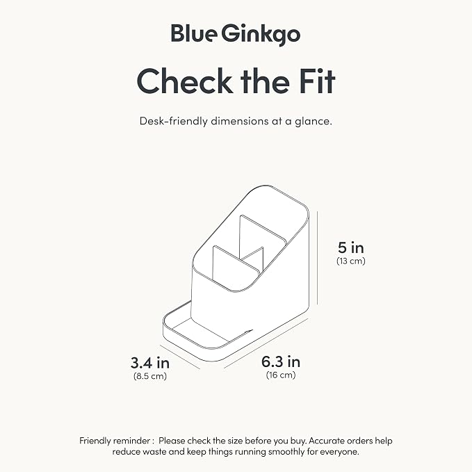 BLUE GINKGO Desk Holder – Korean-Made Office Organizer for Pencils, Pens, Notes, and Desk Supplies (White)