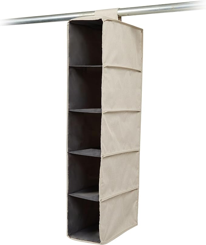 Covermates Keepsakes Hanging Shoe Organizer for Closet – Vertical Storage Shelves for Sneakers, Sandals, and Sweaters – Heavy-Duty Wardrobe Organization, Beige Heather