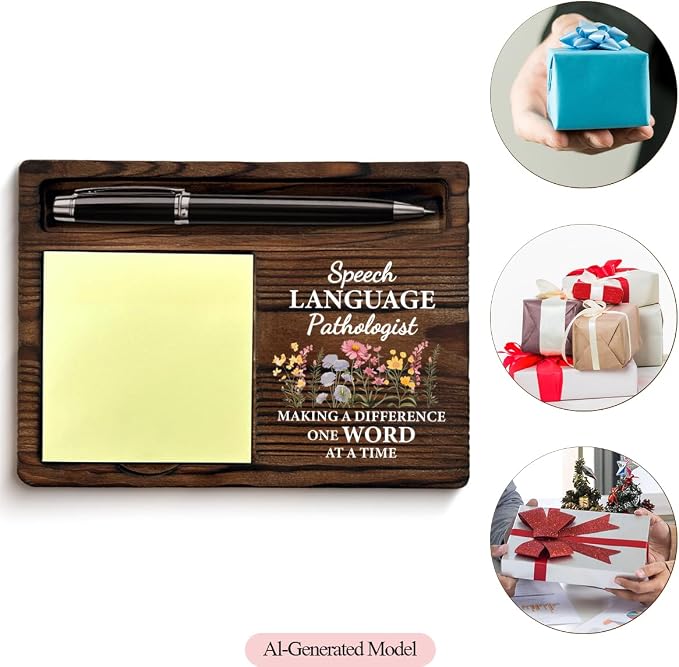 Speech Language Pathologist SLP Gifts for Women Coworker, Appreciation Gifts for Speech Therapist Pathologist Pathology SLP Post it Note Dispenser for Therapy Office Desk Decor