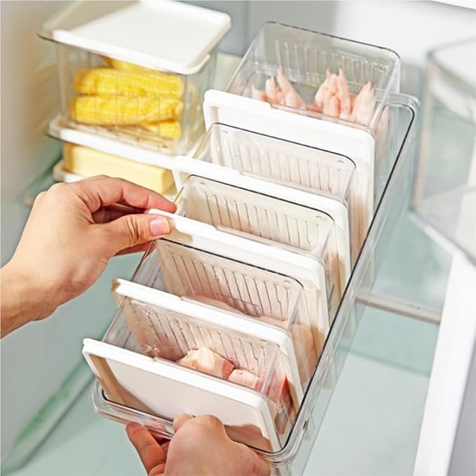 Food Storage Container Refrigerator Fresh-Keeping Storage Box Sealed Frozen Box Storage Household Portable Sub-Package Box Kitchen Refrigerator Food Organizer (Color : Clear, Size : A)