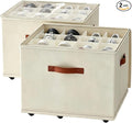 2 Pack Shoe storage Organizer for closet with wheels,No Assemble Required Shoe boxes with premium waterproof material，Adjustable Dividers Fits 32 Pairs,shoe Storage Bins with Reinforced Handle