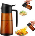 Aovdy 16oz/470ml Glass Oil Dispenser & Sprayer - Leakproof Oil Sprayer Bottle for Kitchen Cooking Air Fryer BBQ Baking Salad (Dark Brown)