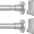 CorkLatta Matte Silver Shower Curtain Rod,1 Inch Diameter Stainless Steel Adjustable Spring Tension Rods 32 to 68",with Holders,Anti-Slip,Curtain Rods No Drilling(1 Pack)
