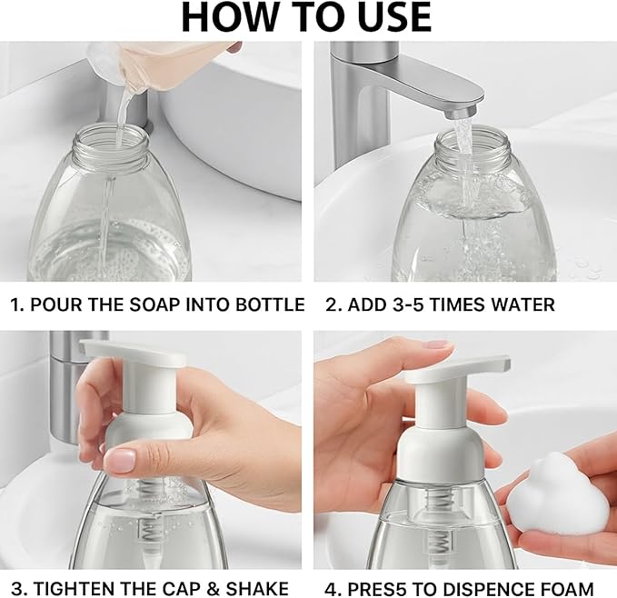 Bar5F Foaming Soap Dispenser Pump Bottle for Dr. Bronner's Castile Liquid Soap 8.5-Ounce Pack of 2