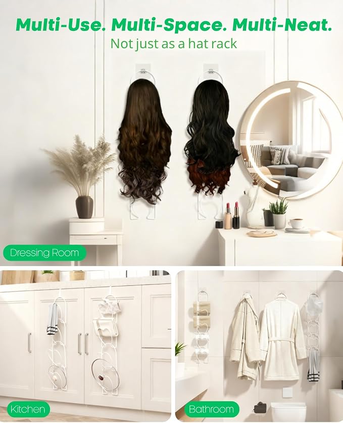 LINFIDITE 15 PCS Baseball Hat Rack Hanger Holder Organizer Multi Hook Wall Mounted Over Door Cap Display Storage Rack Cap Holder, Closet HangingStorage Rack w Hanging Hook White