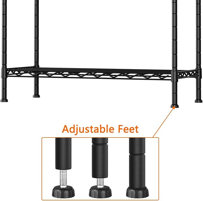 Soywey 3-Shelf Adjustable Heavy Duty Storage Shelves,36" Wx14 Dx35.8 H Metal Organizer Wire Rack for Laundry Bathroom Kitchen Pantry Closet Garage Shelving Black