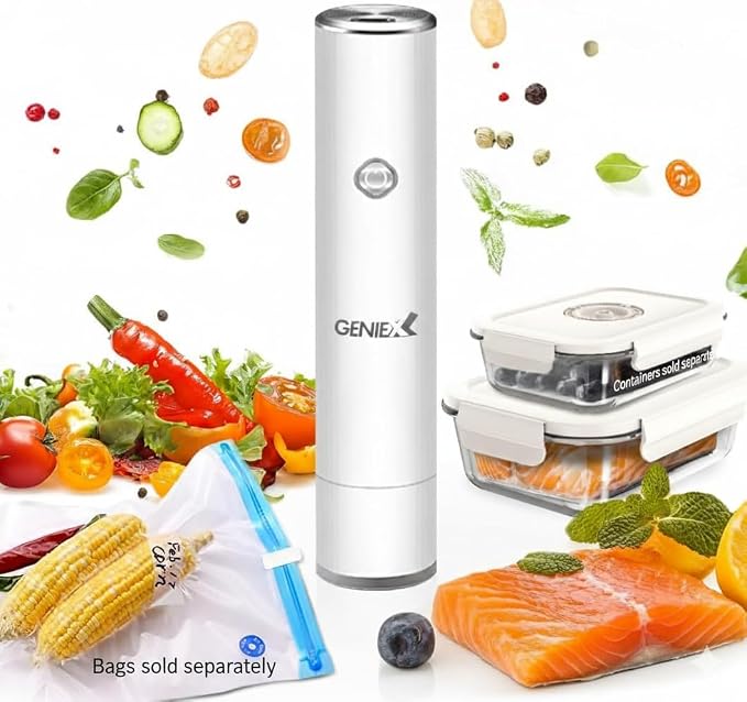 Vacuum Sealer Handheld for Food Storage (Compact Sealer + 10 reuseable food bags)