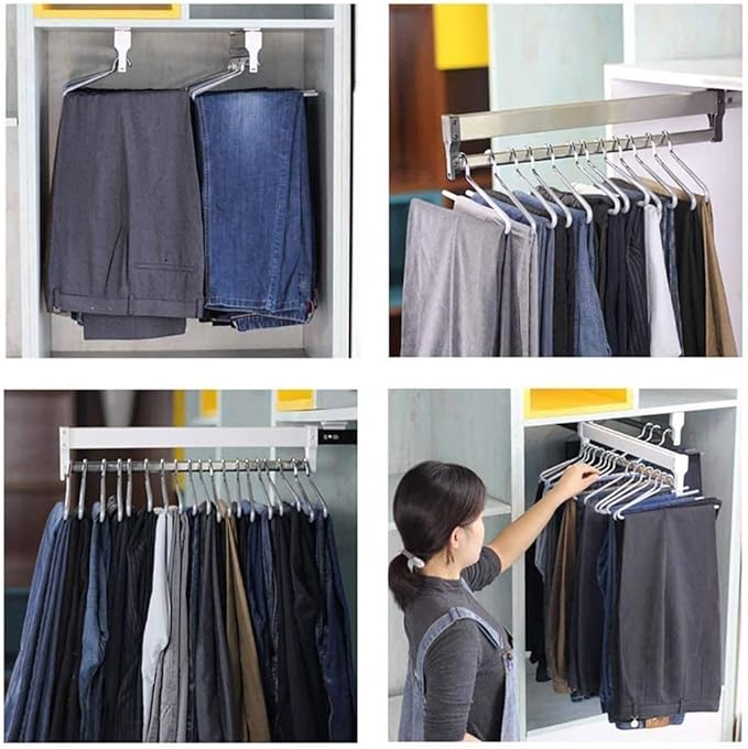 Closet Clothes Hanger Rail,Pull-Out Closet Rod 30-60cm,Wardrobe Clothing Rail,Closet Organizer Rack for Pants and Coat (600MM/23.6INCH)