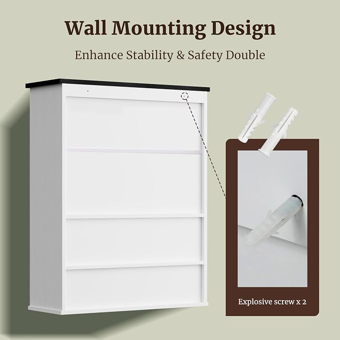 Farmhouse Bathroom Wall Cabinet, 30" x 24" Wall Mounted Storage Cabinet with Barn Door and Drawer, Over Toilet Bathroom Organizer for Bathroom, Laundry Room