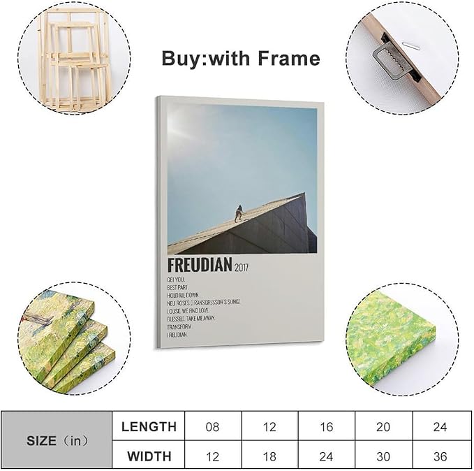 Daniel Caesar Poster Freud Canvas Poster Bedroom Modern Home Aesthetic Canvas Decoration Landscape Office Valentine's Day Birthday Gift 20x30inch(50x75cm) Frame-style